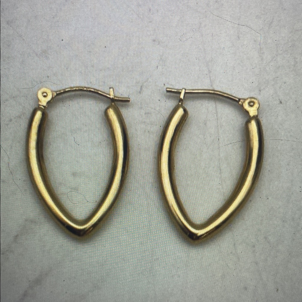 14K Marquis Shape Hoop Earrings